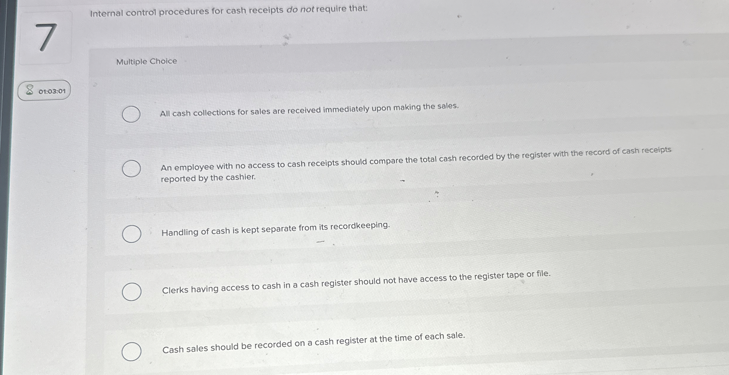 Internal control procedures for cash receipts do