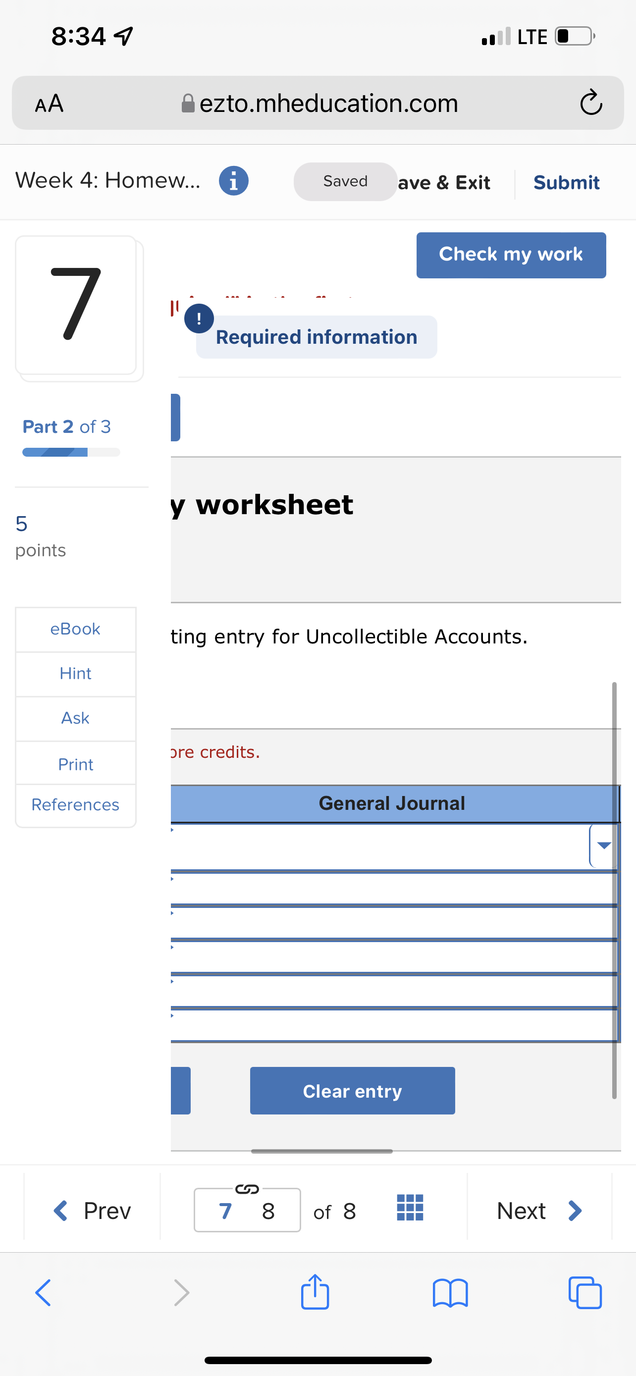 8:34 7 . LTE C AA ezto.mheducation.com C Week 4: