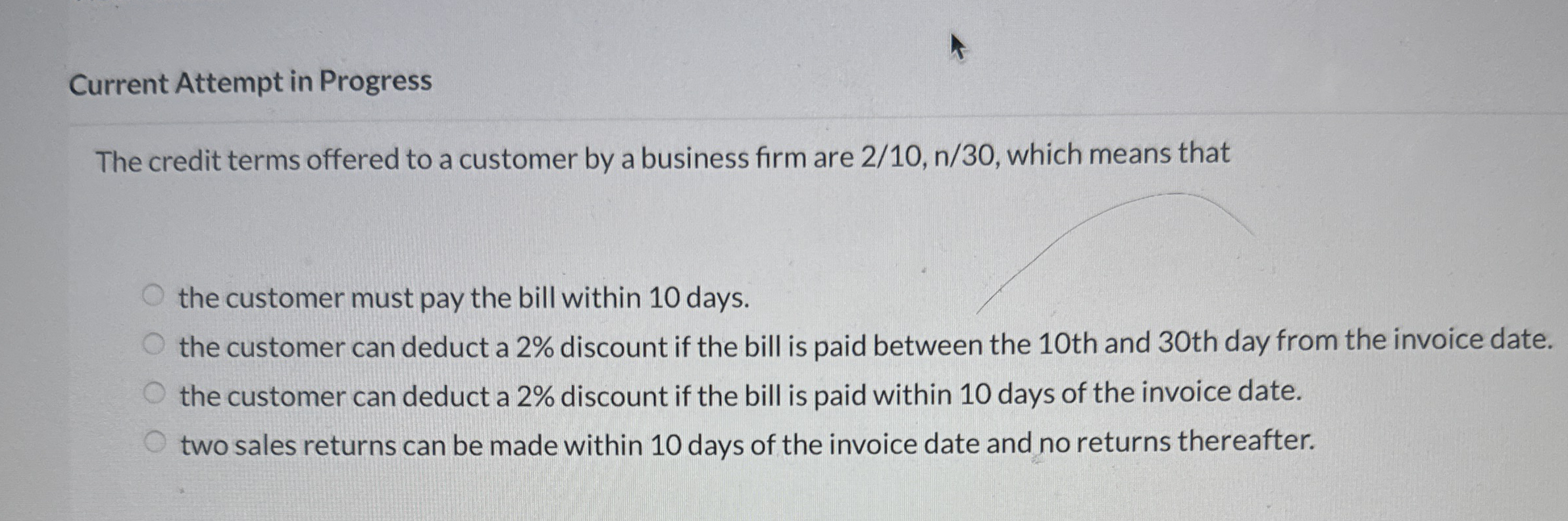 Current Attempt in Progress The credit terms