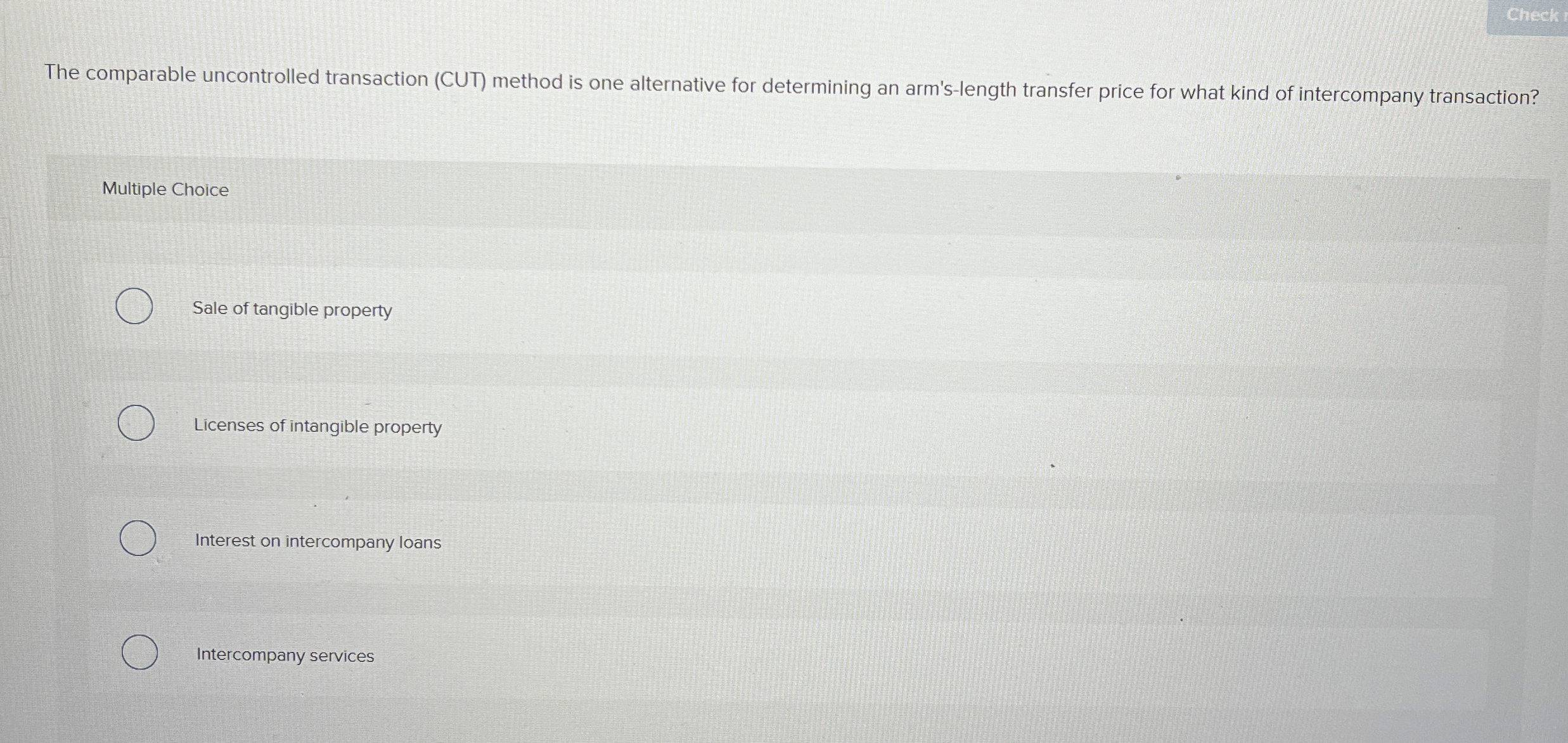 Check The comparable uncontrolled transaction (