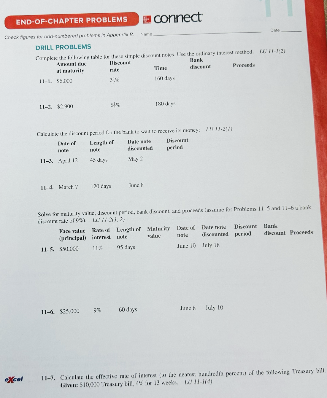 END-OF-CHAPTER PROBLEMS connect Check figures for