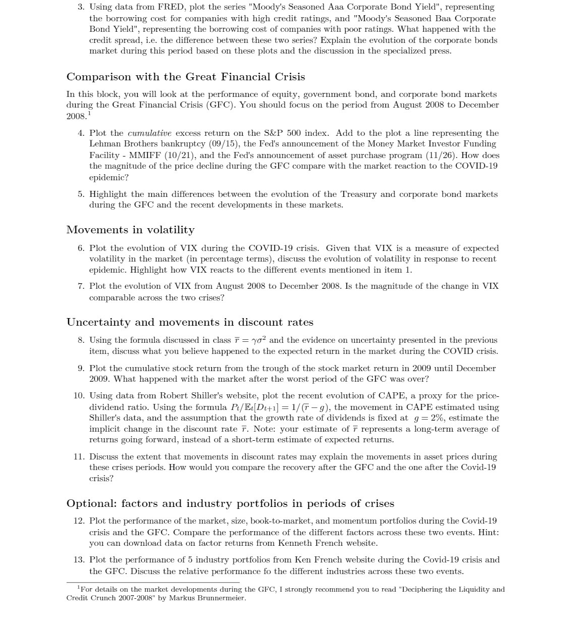 3. Using data from FRED, plot the series