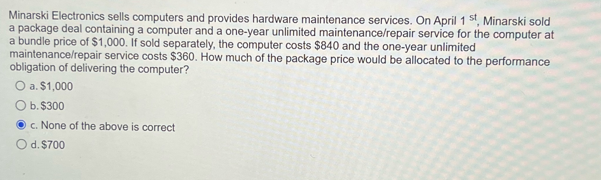 Minarski Electronics sells computers and provides