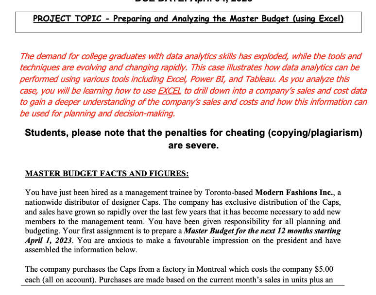 PROJECT TOPIC - Preparing and Analyzing the