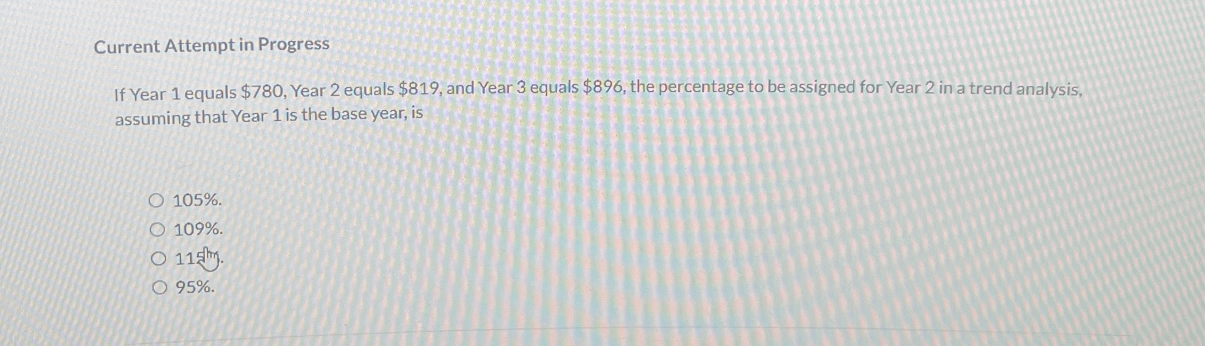 Current Attempt in Progress If Year 1 equals $ 7