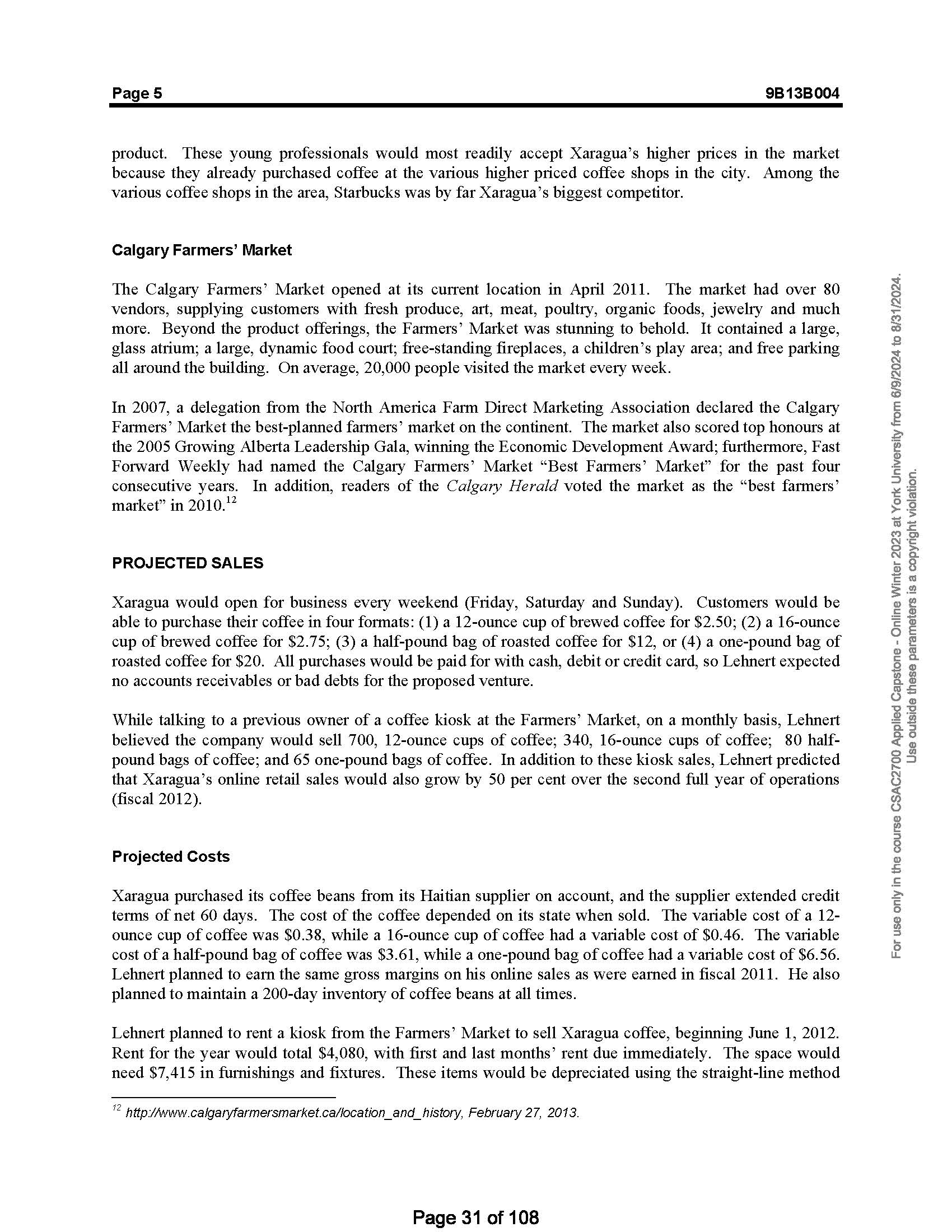 Based on the attached case: Create a projected