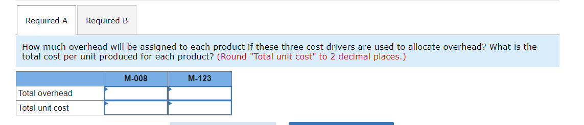 Required A Required B How much overhead will be