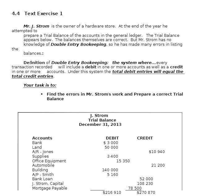 4.4 Text Exercise 1 Mr. J. Strom is the owner of