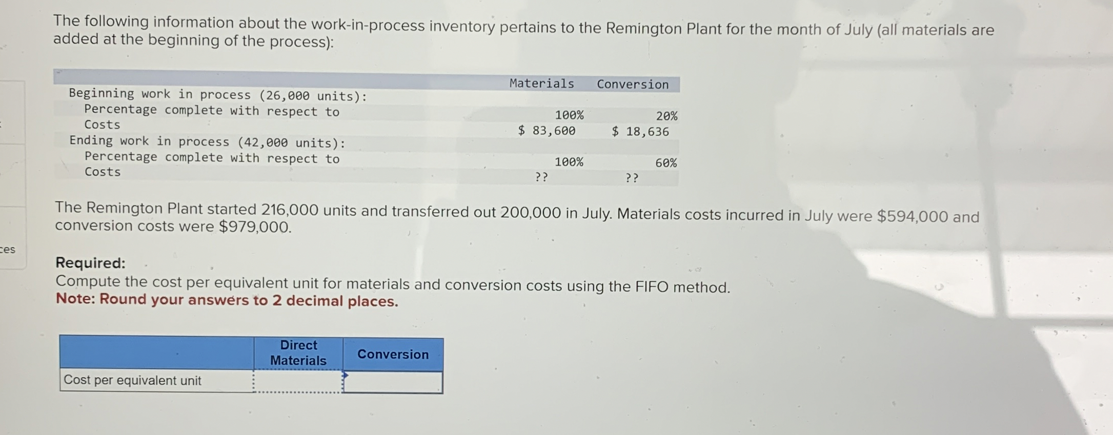 The following information about the work - in -