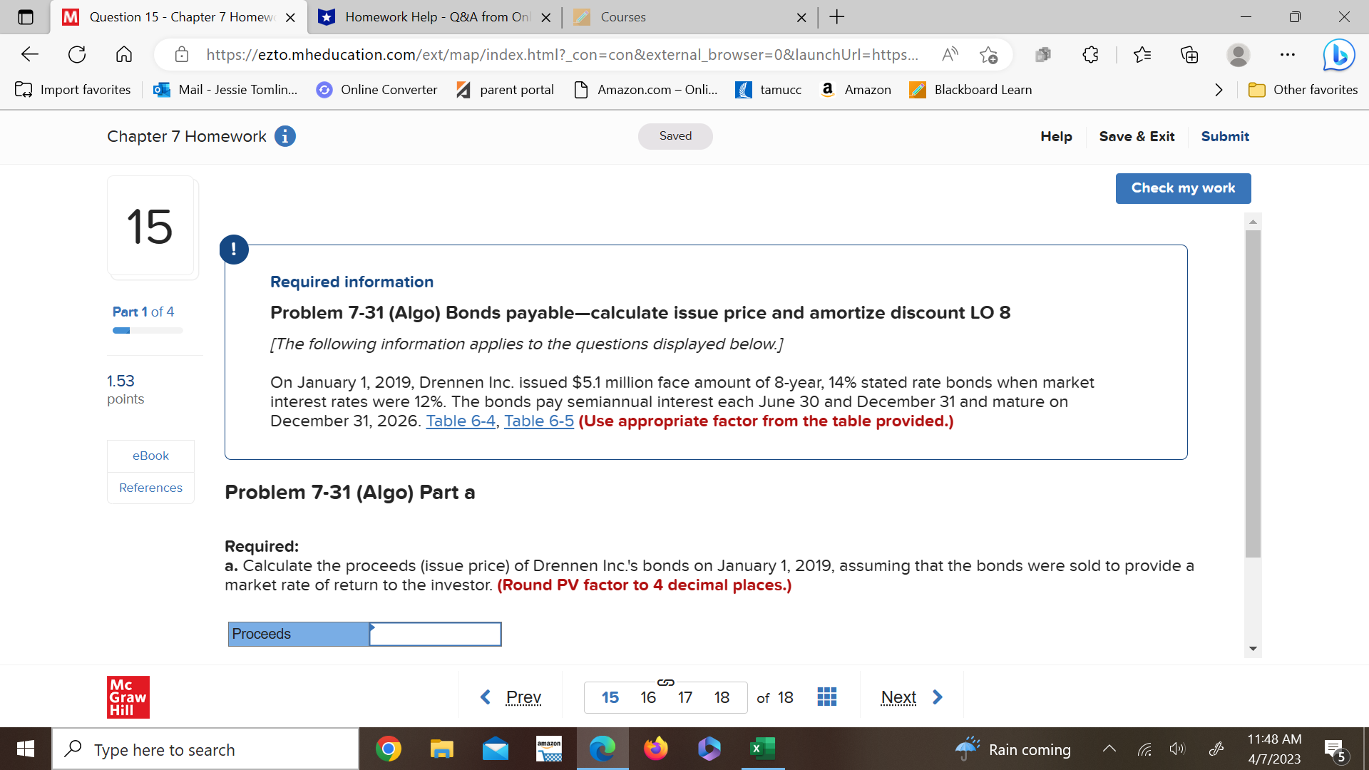 M Question 15 - Chapter 7 Homew X Homework Help -