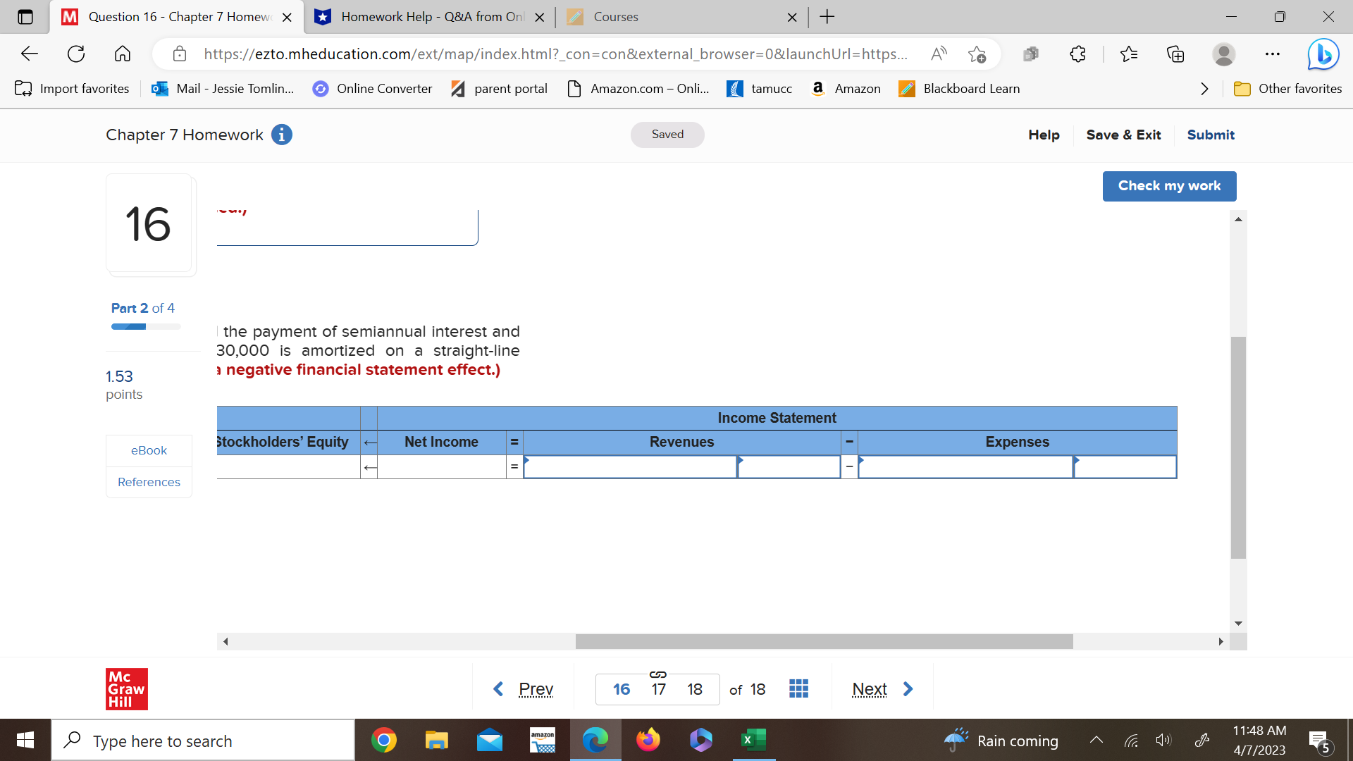 M Question 15 - Chapter 7 Homew X Homework Help -