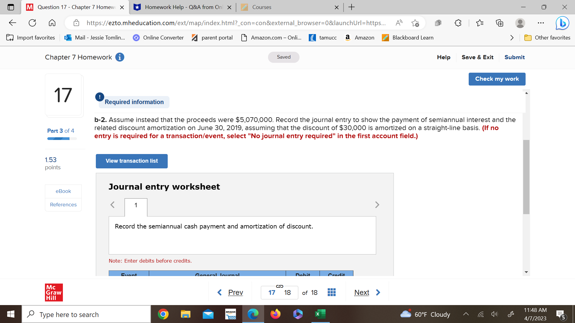 M Question 15 - Chapter 7 Homew X Homework Help -