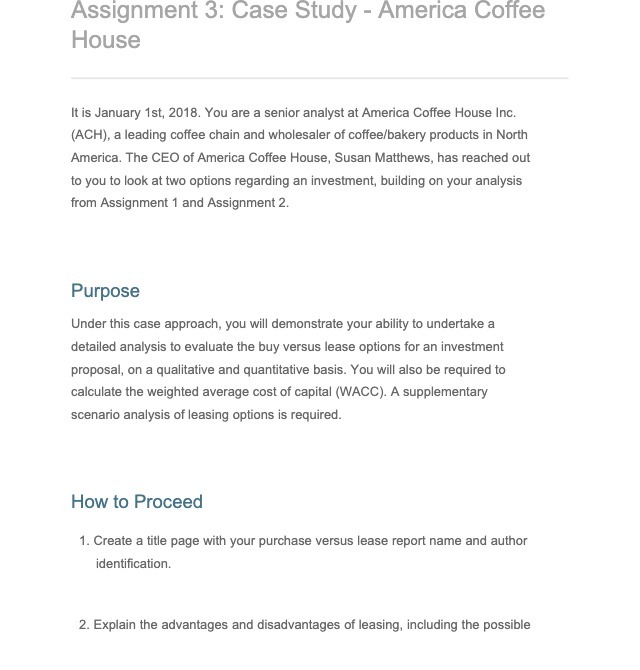 Assignment 3: Case Study - America Coffee House