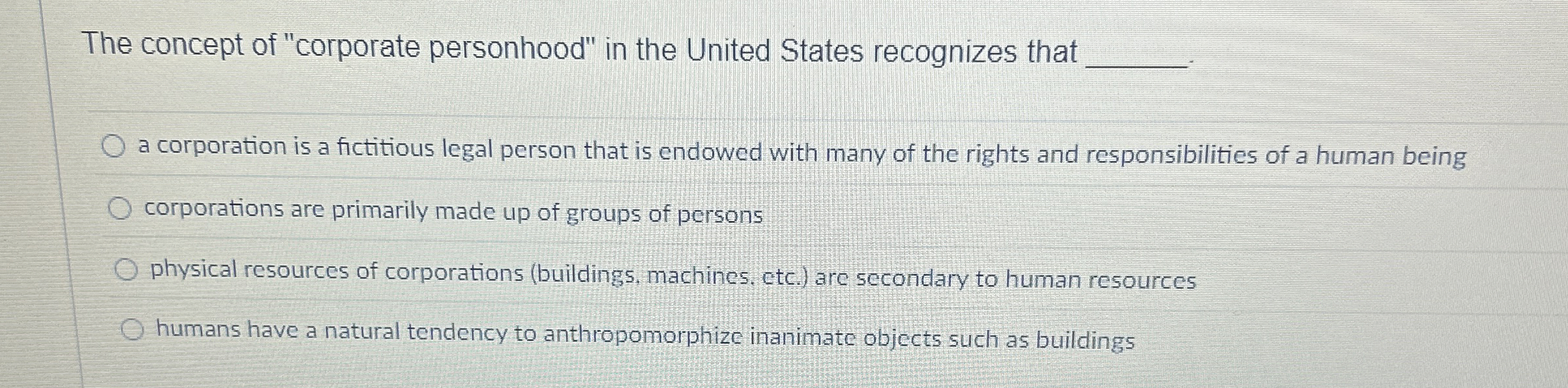 The concept of "corporate personhood" in the
