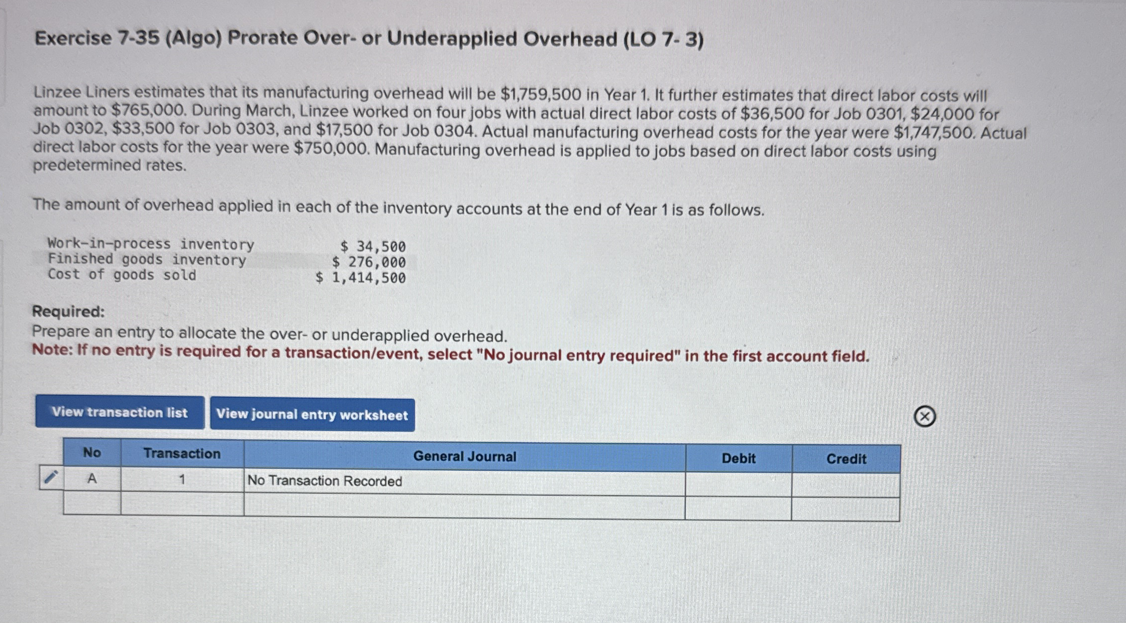 Exercise 7 - 3 5 ( Algo ) Prorate Over - or