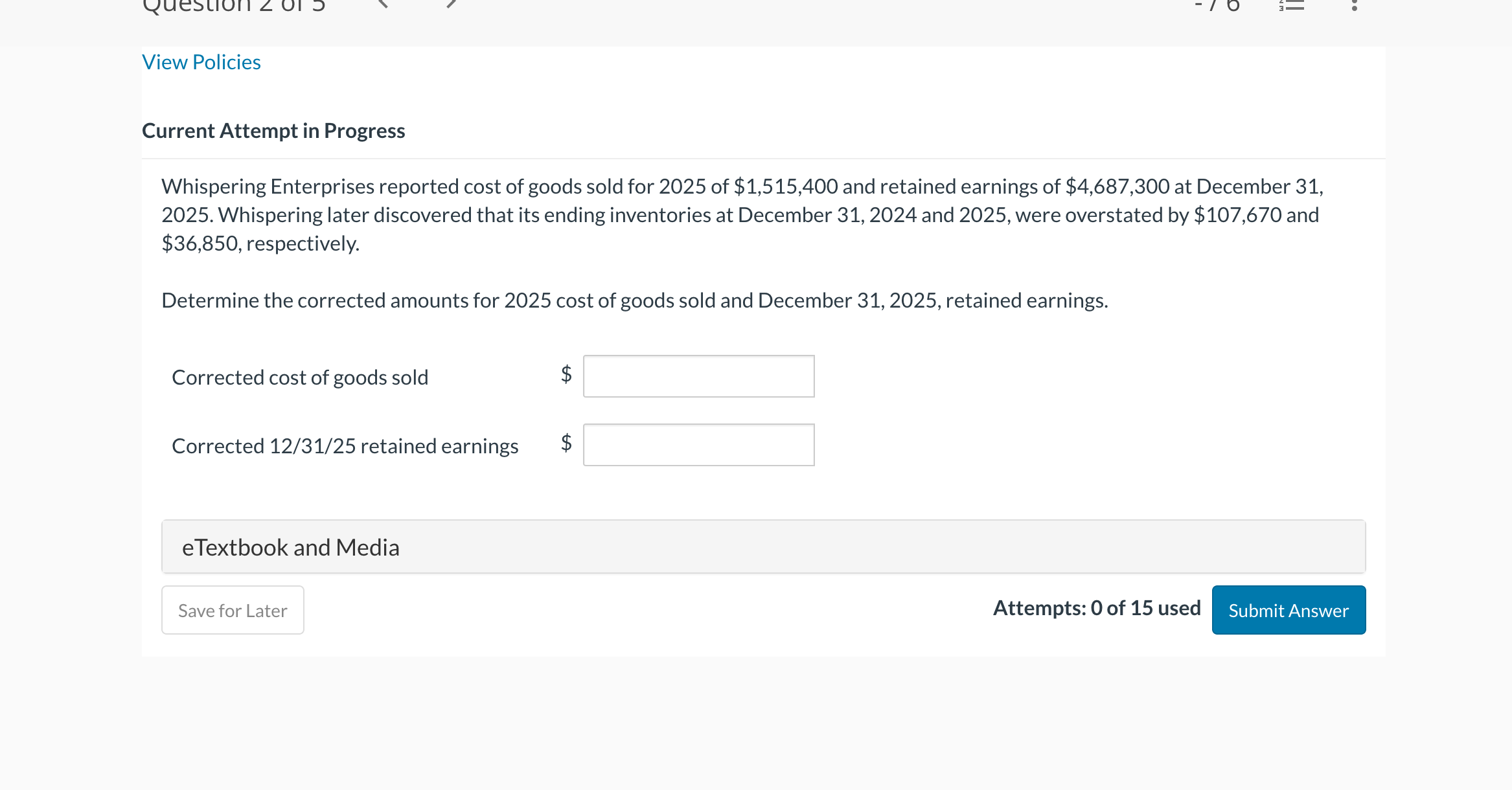 Question za View Policies Current Attempt in