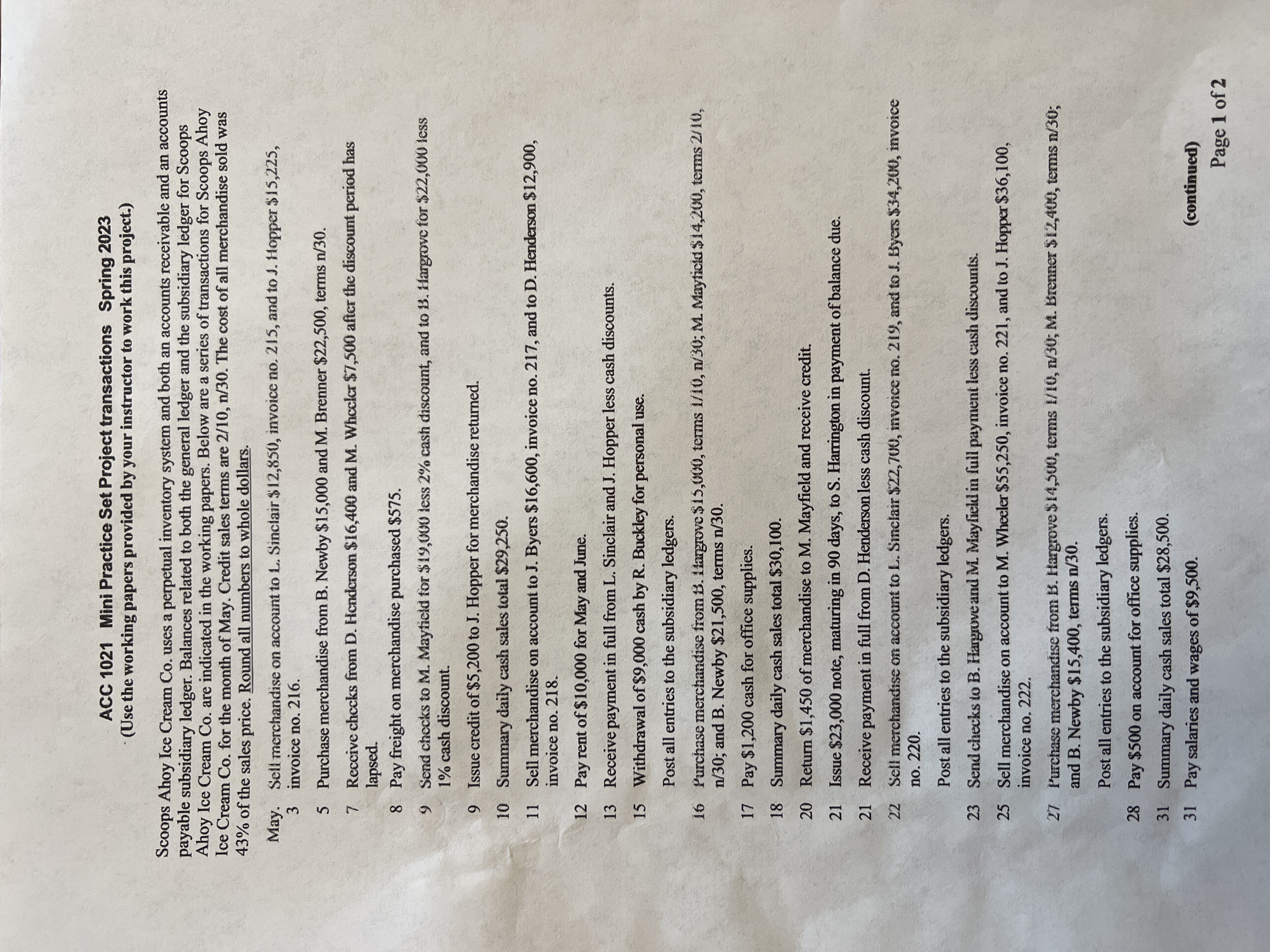 ACC 1021 MP Set Project Spring 2023 100 points 1.