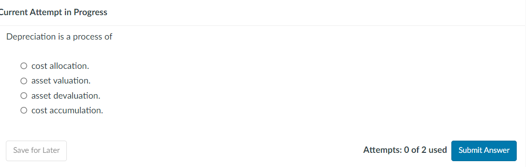 Current Attempt in Progress Depreciation is a