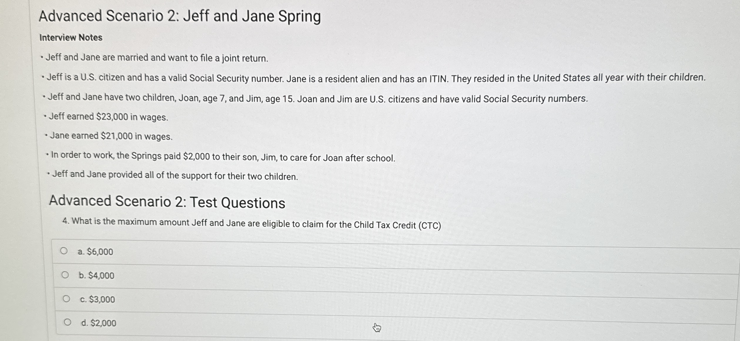 Advanced Scenario 2 : Jeff and Jane Spring