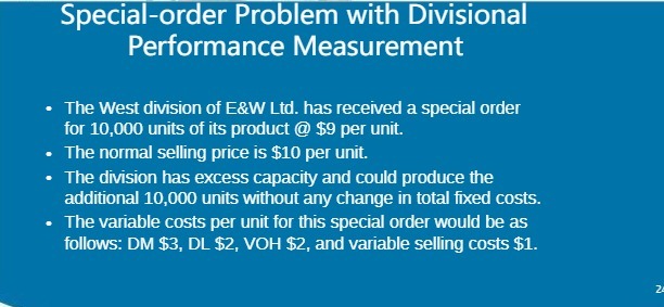 Special-order Problem with Divisional Performance