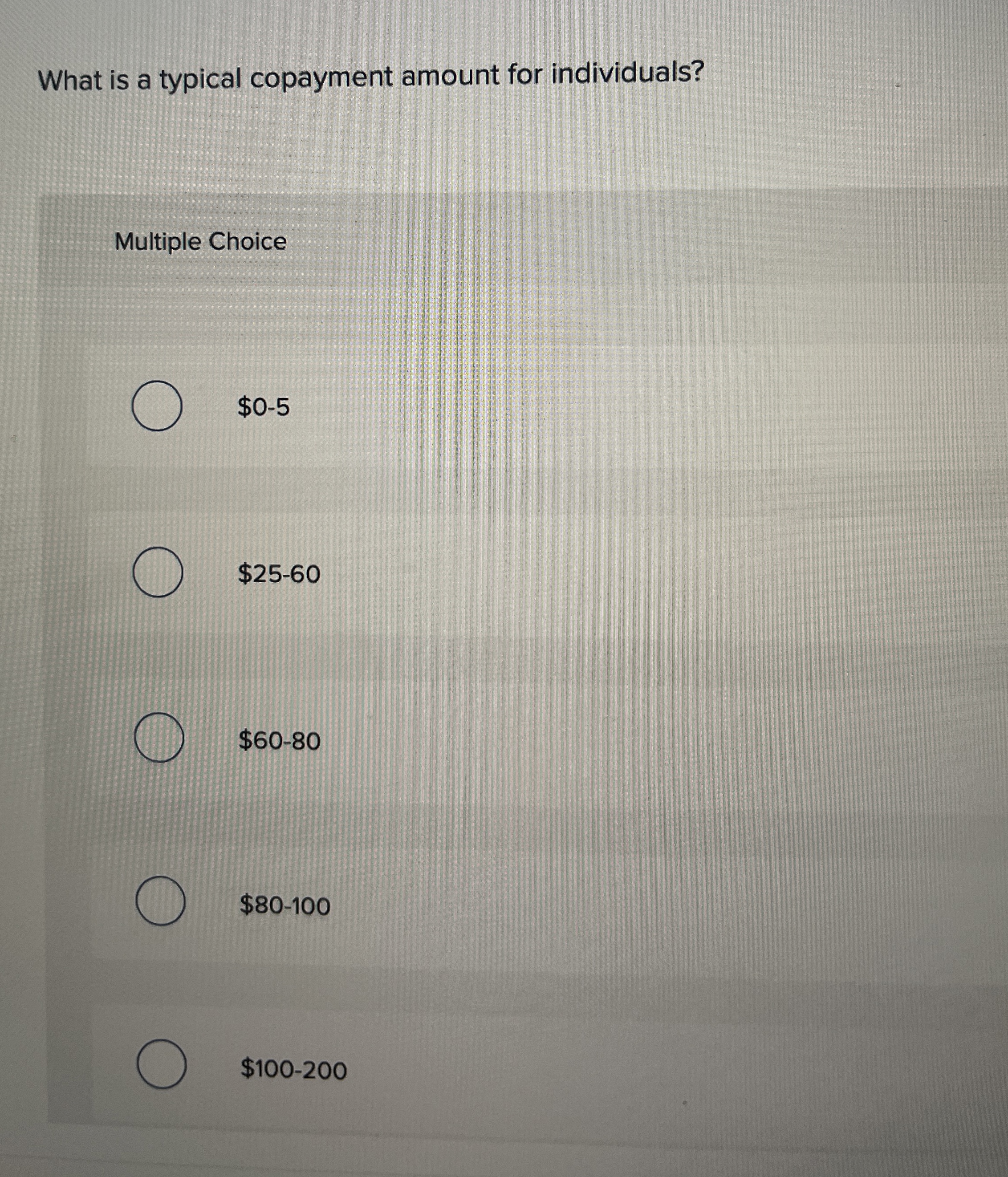 What is a typical copayment amount for