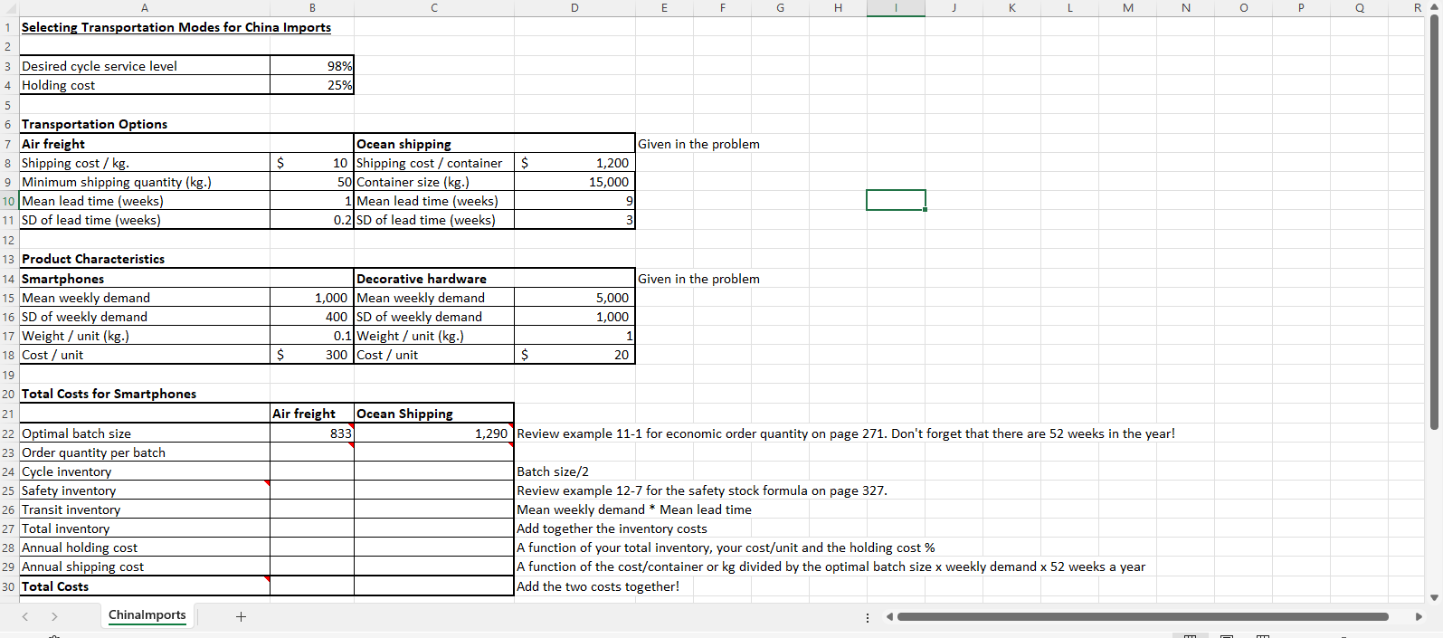 A B C D E F G H J K L M Selecting Transportation