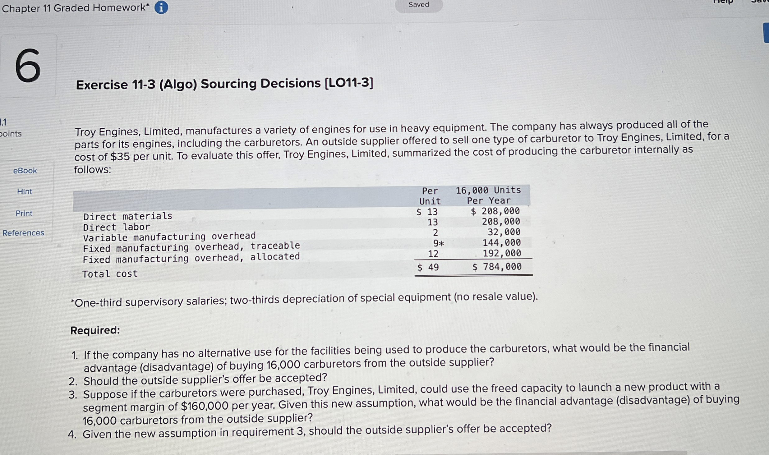 Chapter 1 1 Graded Homework * i Saved 6 Exercise
