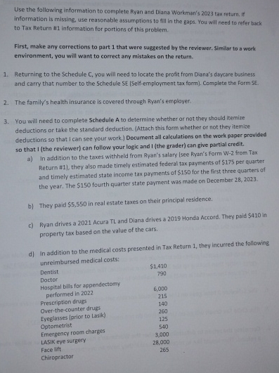 Use the following information to complete Ryan