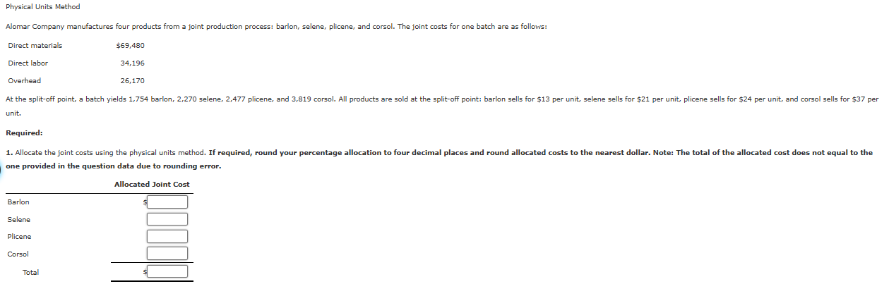 Cost Accounting/Managerial Accounting Homework