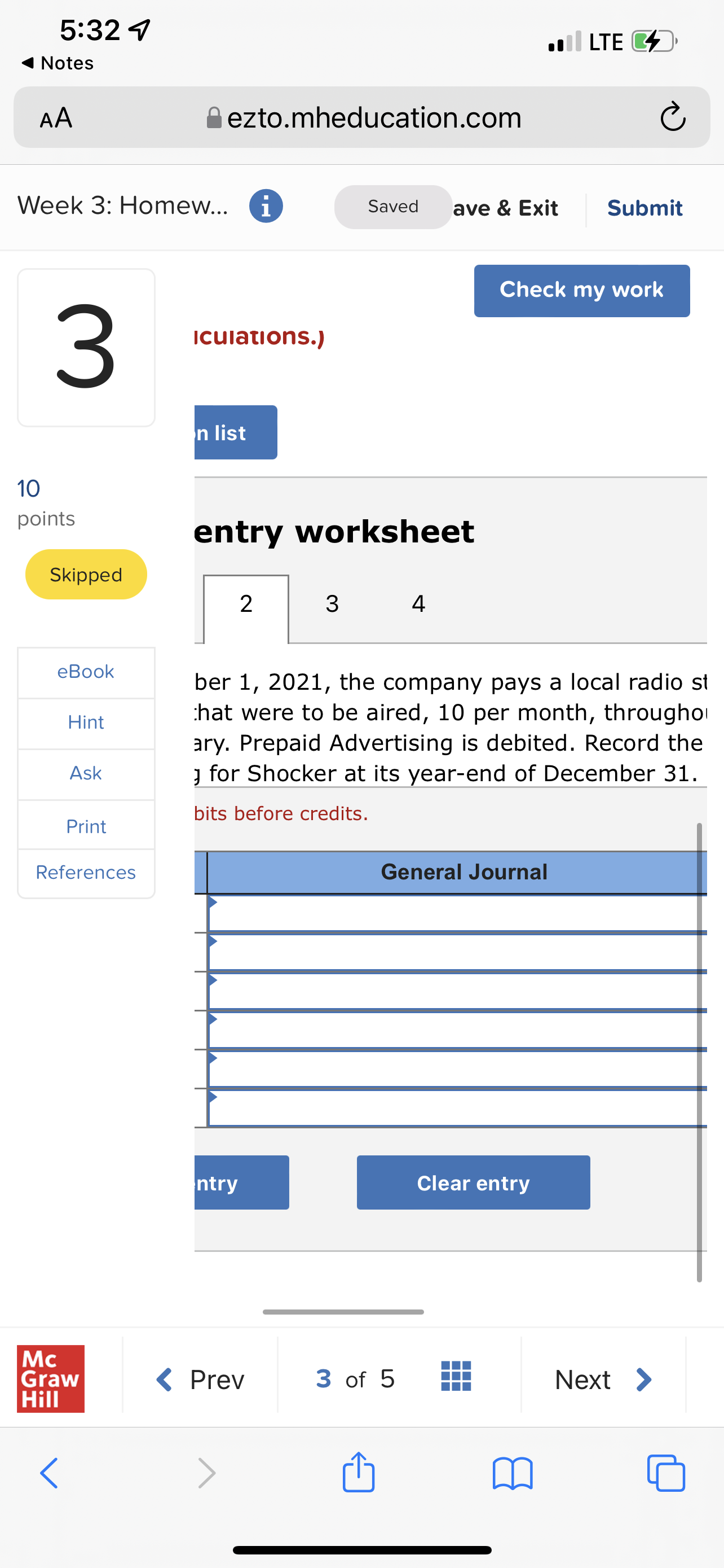 5:32 7 . LTE Notes AA ezto.mheducation.com C Week