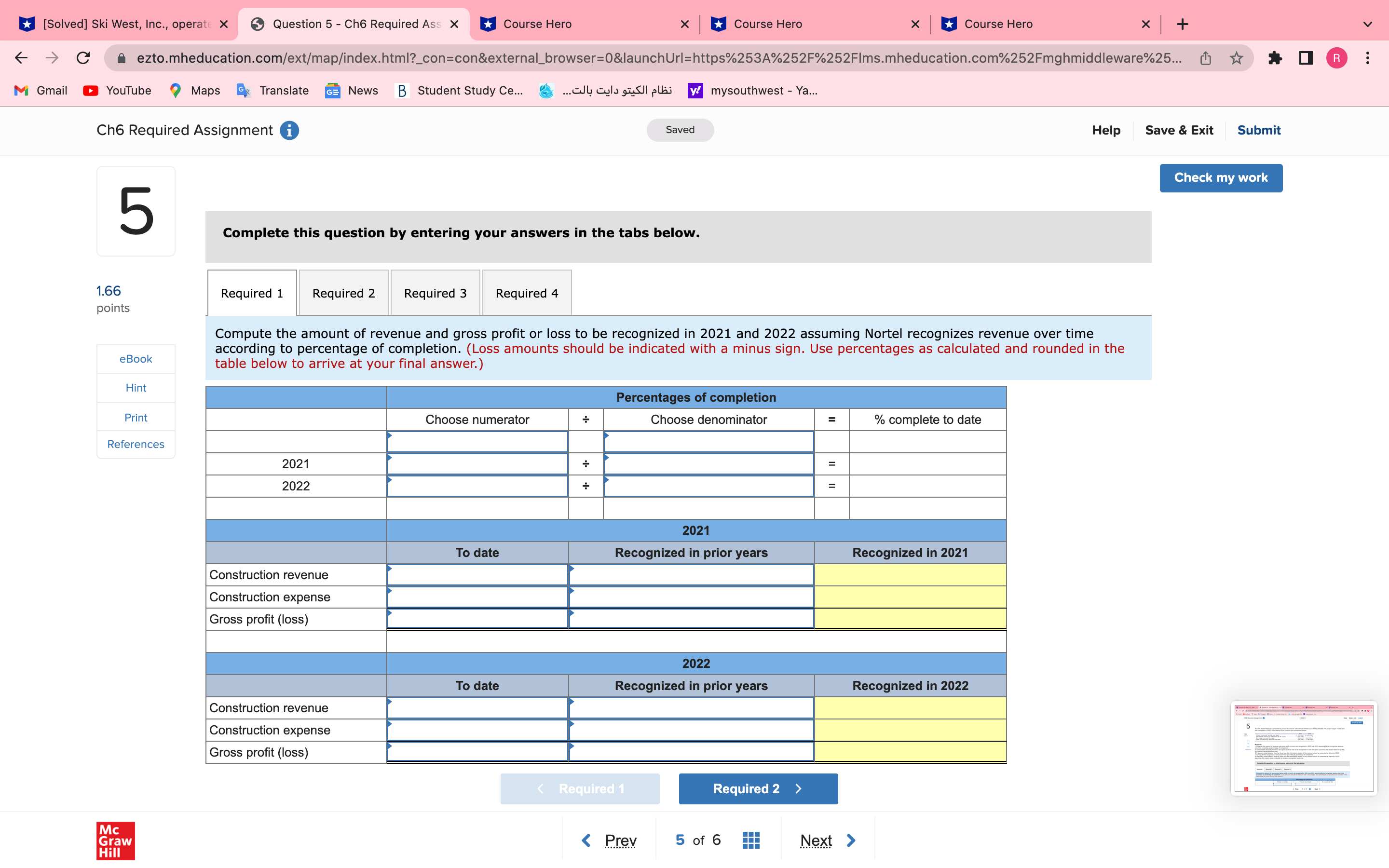 6 Que 5 - Ch6 Required Ass X eee_auos M Gmail .