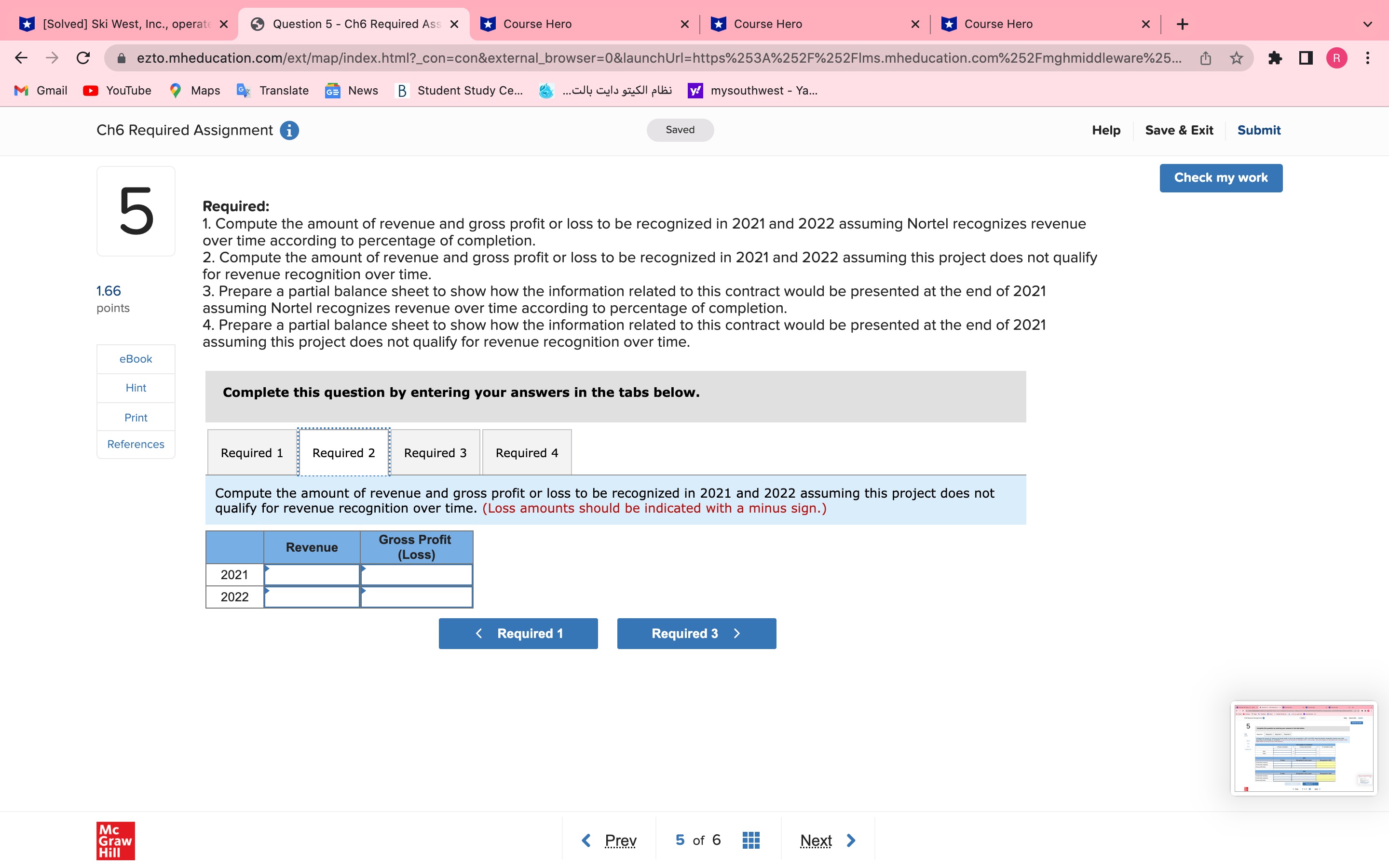 6 Que 5 - Ch6 Required Ass X eee_auos M Gmail .