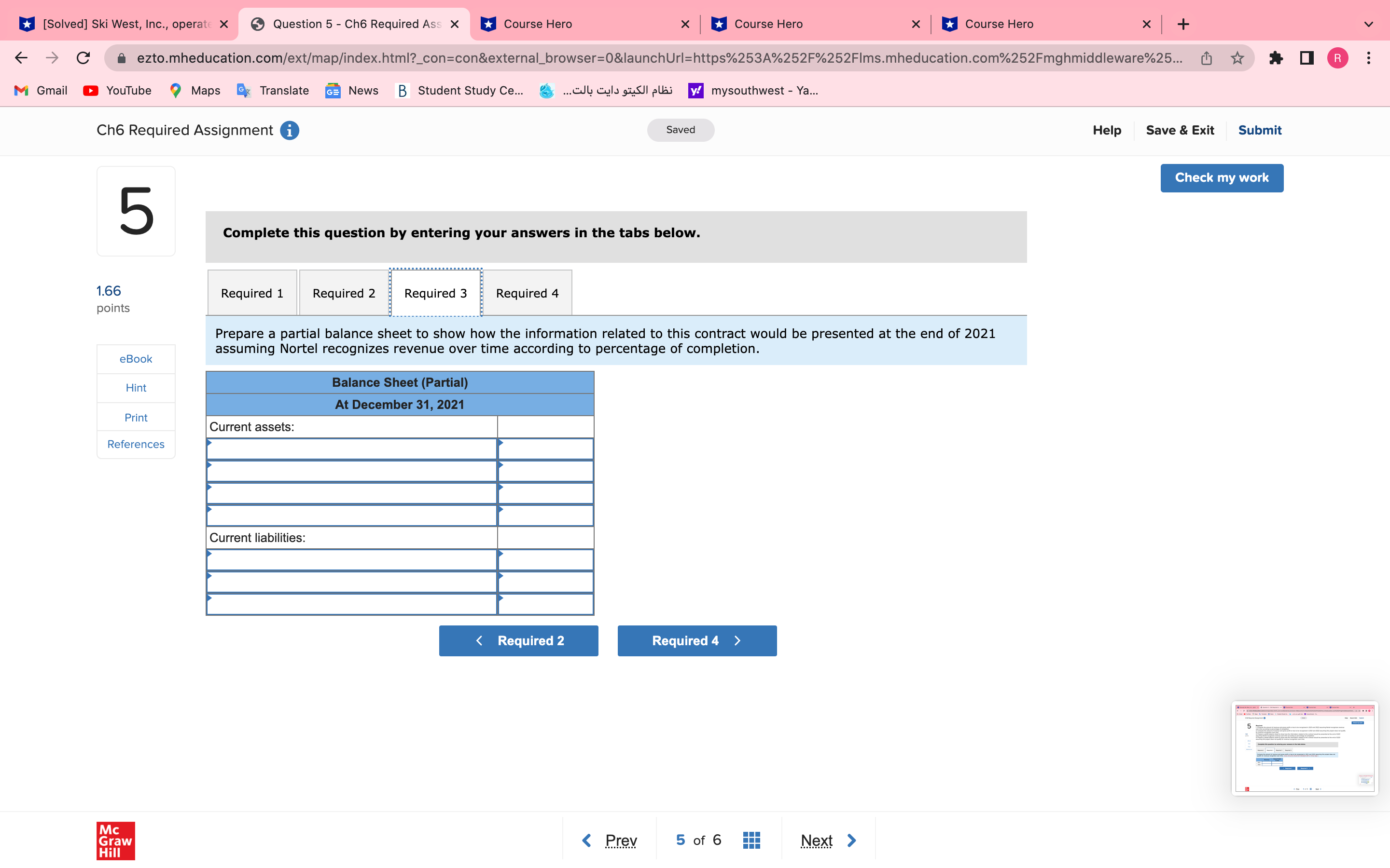 6 Que 5 - Ch6 Required Ass X eee_auos M Gmail .