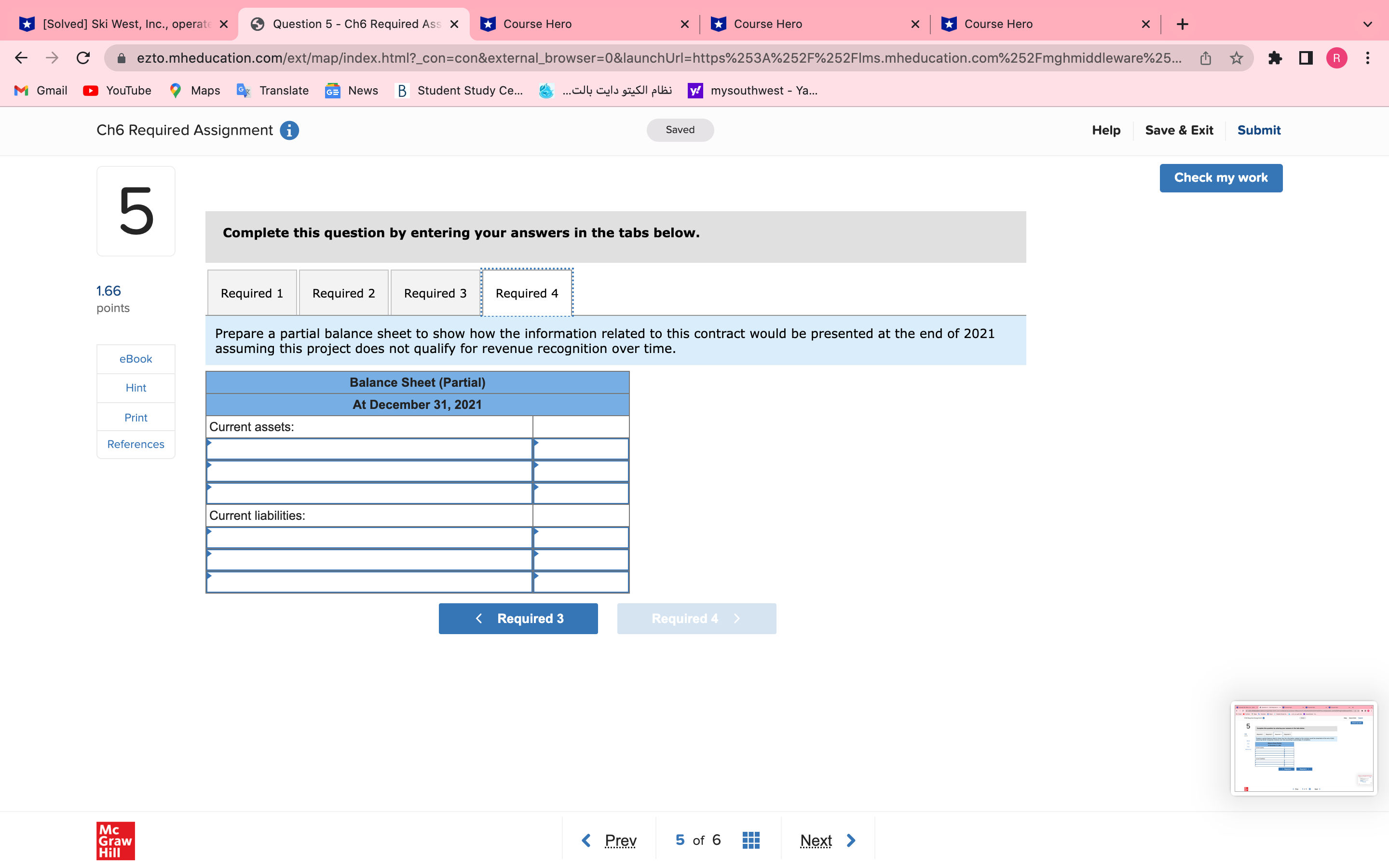 6 Que 5 - Ch6 Required Ass X eee_auos M Gmail .