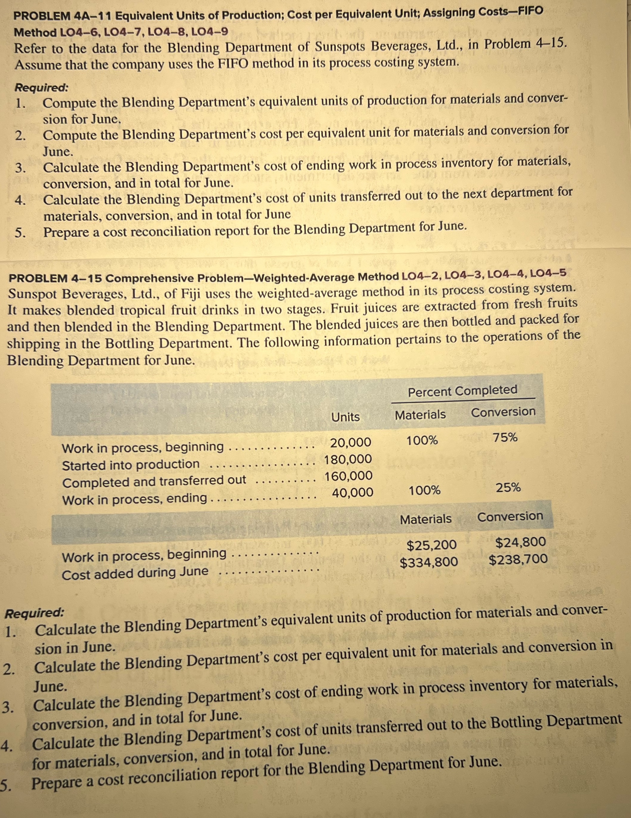 Cost accounting.. help with 4A-11, data from