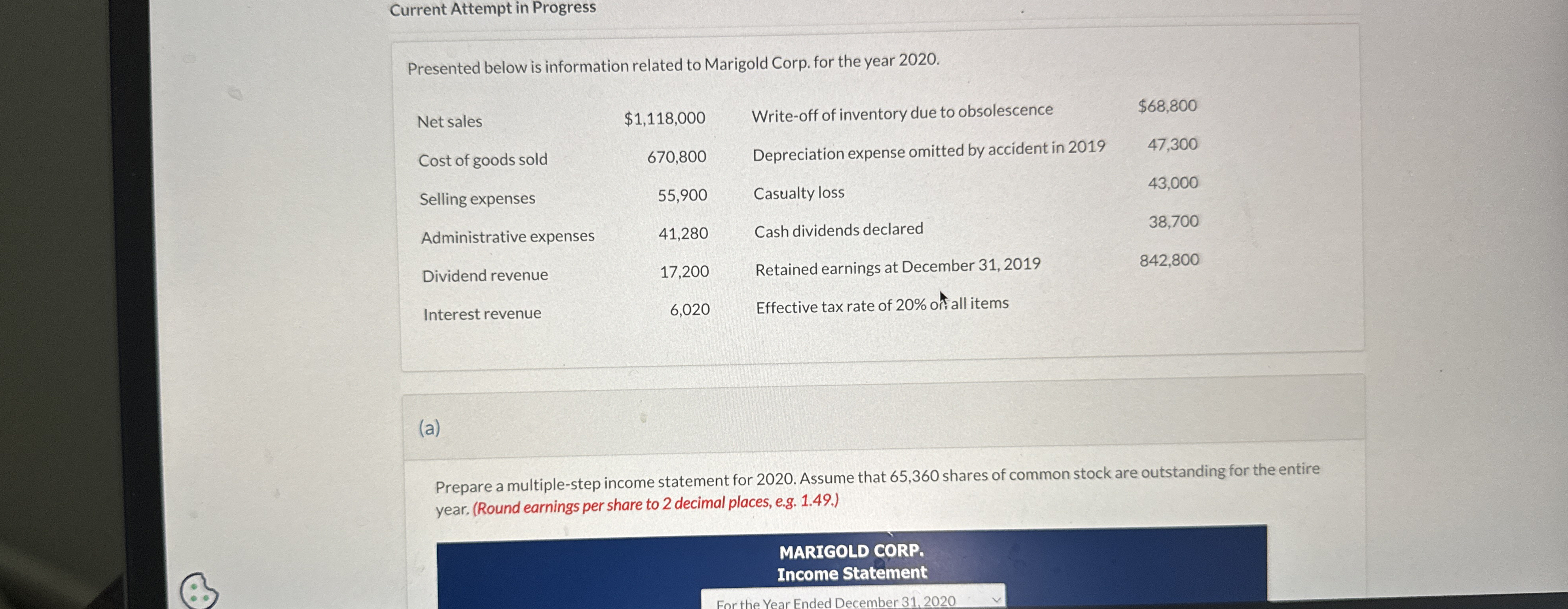 Current Attempt in Progress Presented below is