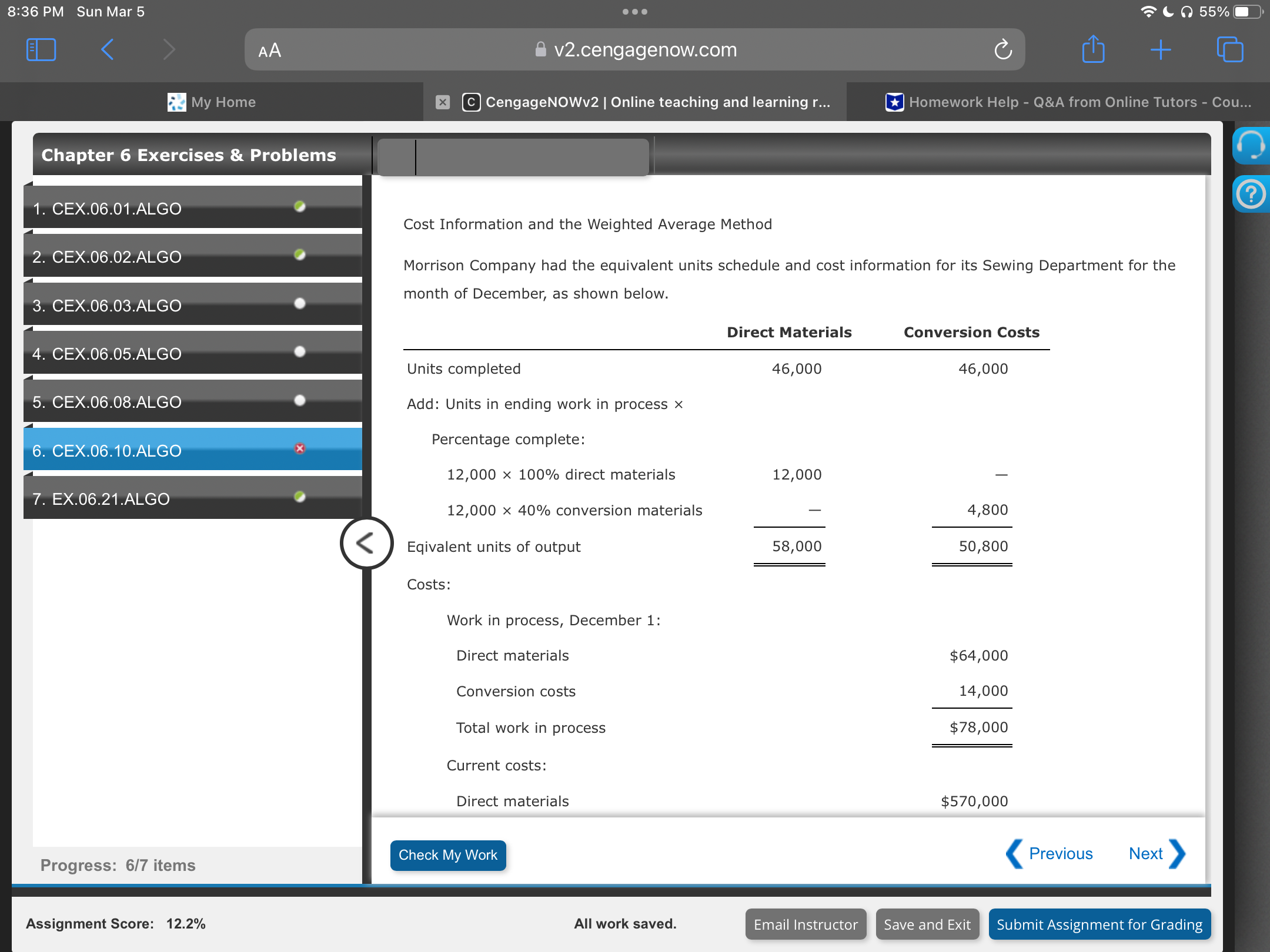 8:36 PM Sun Mar 5 . . . 55% < AA