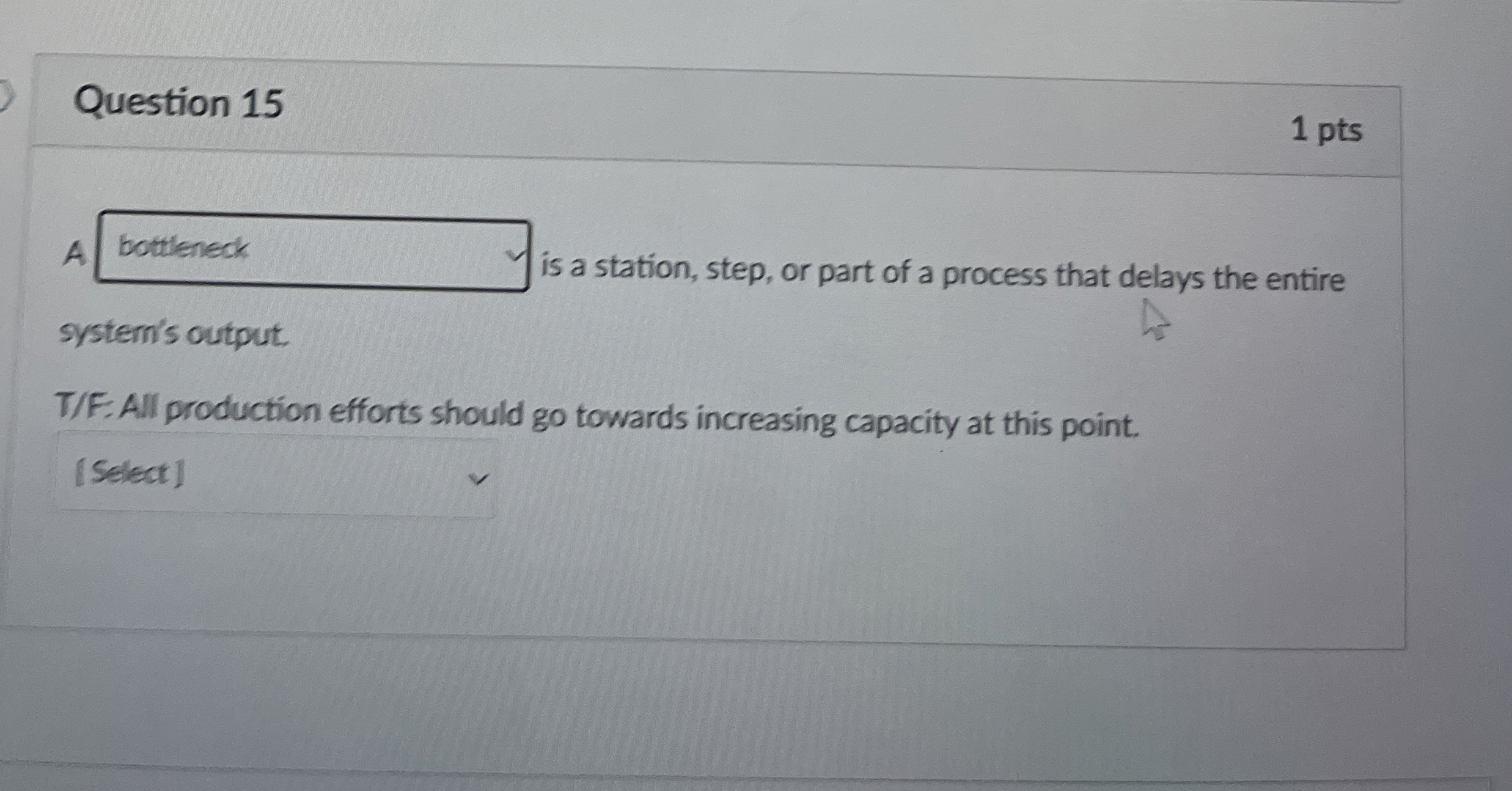 Question 1 5 1 pts A is a station, step, or part