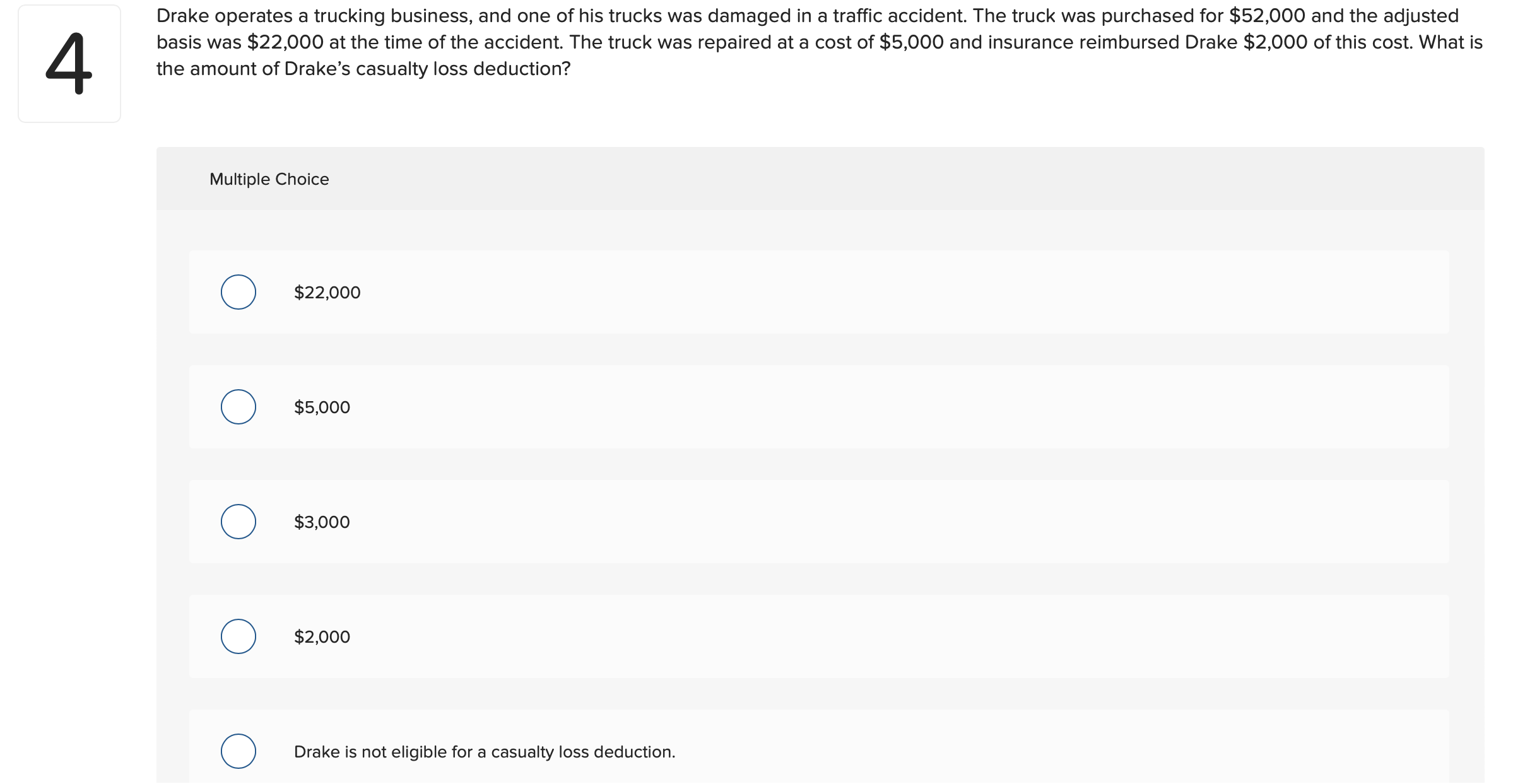 The arm's length transaction test would most