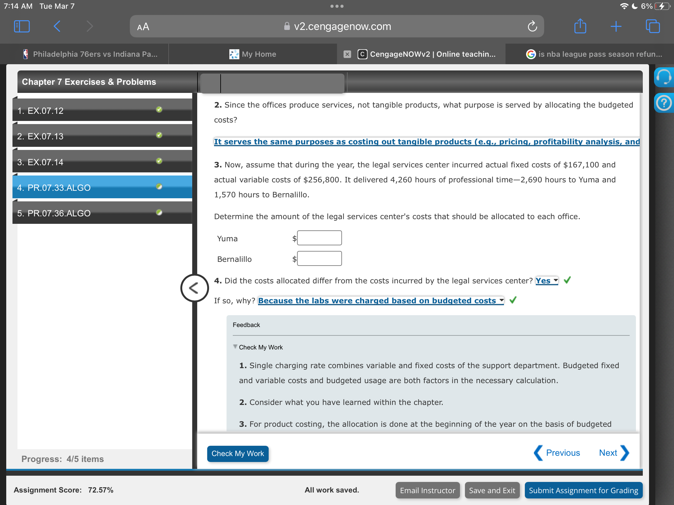 7:14 AM Tue Mar 7 . . . 6% < AA v2.cengagenow.com