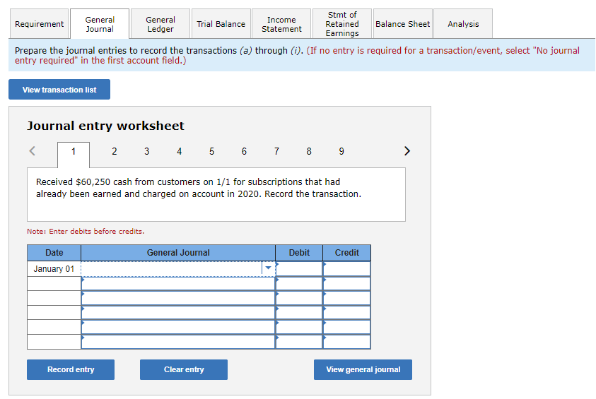 Requirement Income Stmt of General General