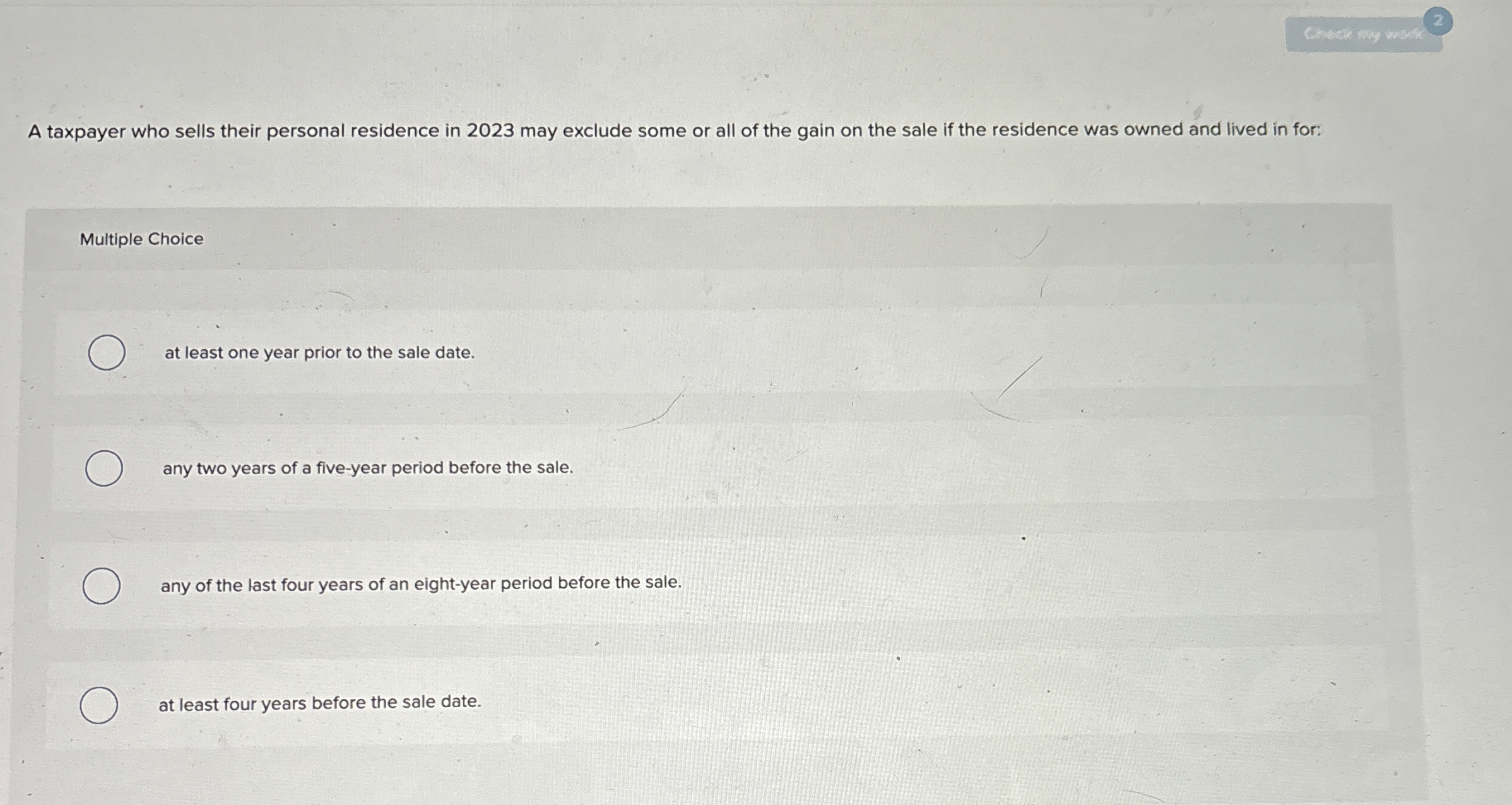 A taxpayer who sells their personal residence in