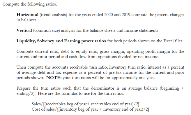 Compute the following ratios. Horizontal (trend