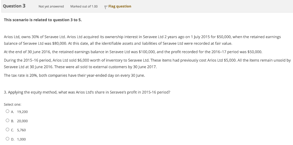 Question 3 Not yet answered Marked out of 1.00