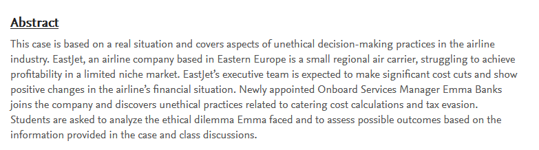 Abstract This case is based on a real situation