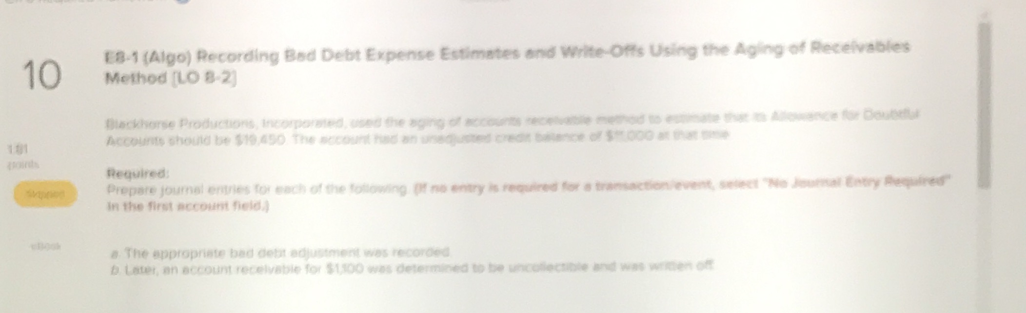 A. 18-1 (Algo) Recording Bad Debt Expense