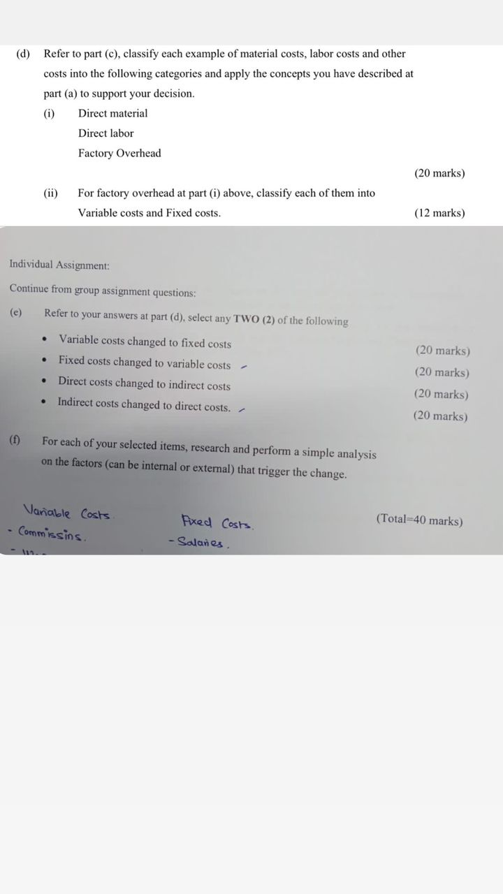 (d) Refer to part (c), classify each example of