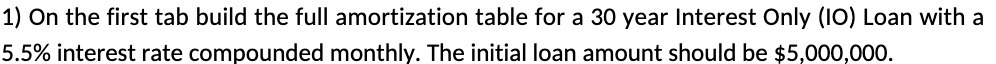1) On the first tab build the full amortization