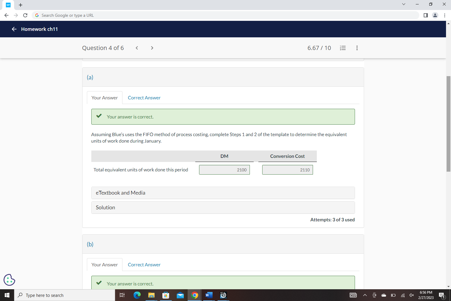 WP + X - C G Homework ch11 Question 4 of 6 < >