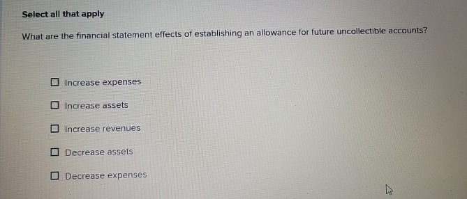 Select all that apply What are the financial